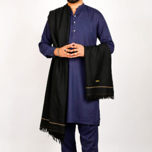 PURE WOOL MEN SHAWL BLK