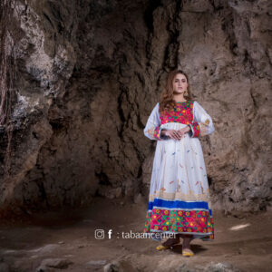 WHITE EMBROIDERED AFGHANI FROCK
